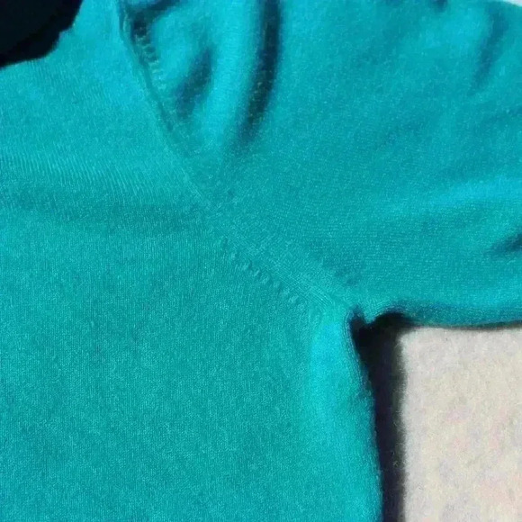NORTON MCNAUGHTON Knit Teal Sweater Crochet Detail Mock Cowl Neck Women XL - Picture 7 of 9